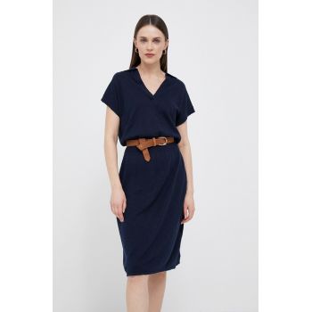 Gant rochie din in culoarea albastru marin, midi, mulata de firma originala
