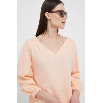GAP bluza din bumbac femei, culoarea portocaliu, neted