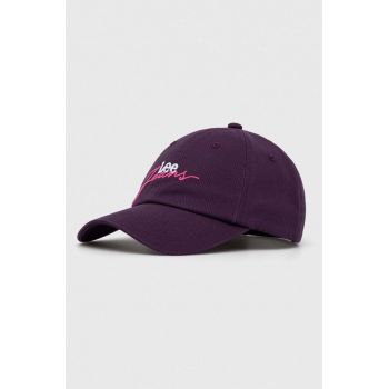 Lee șapcă de baseball din bumbac culoarea violet, cu imprimeu de firma originala