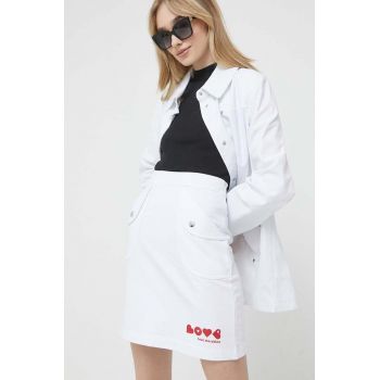 Love Moschino fusta culoarea alb, mini, evazati