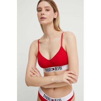 Tommy Jeans sutien culoarea rosu, neted