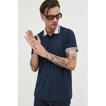 Abercrombie & Fitch tricou polo barbati, culoarea albastru marin, neted