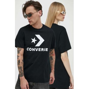Converse tricou din bumbac culoarea negru, cu imprimeu