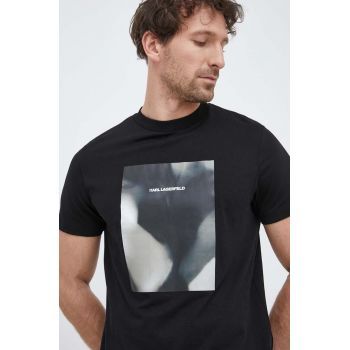 Karl Lagerfeld tricou din bumbac culoarea negru, cu imprimeu