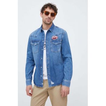 Pepe Jeans camasa jeans barbati, cu guler clasic, regular