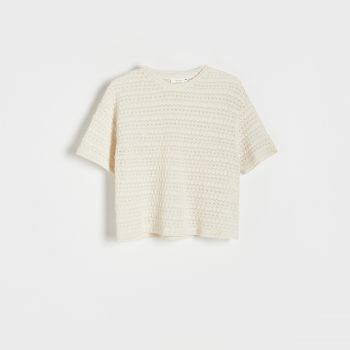 Reserved - Tricou din jerseu structurat - Ivory