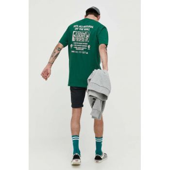 Vans tricou din bumbac culoarea verde, cu imprimeu