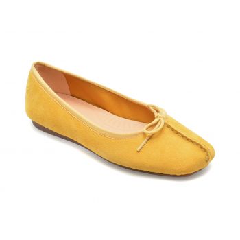 Balerini CLARKS galbeni, FRECKLE ICE 08-I, din piele intoarsa