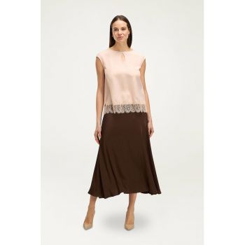 Bluza fara maneci din amestec de modal cu terminatie din dantela