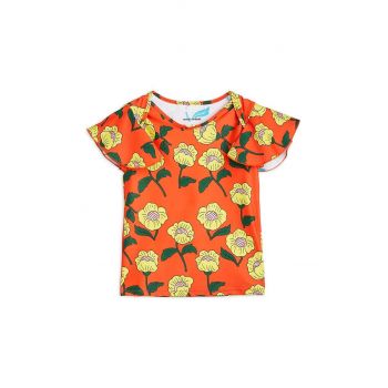 Mini Rodini tricou de înot pentru copii culoarea portocaliu