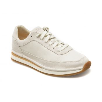 Pantofi CLARKS albi, CRAFTRUN LACE 13-I, din piele intoarsa