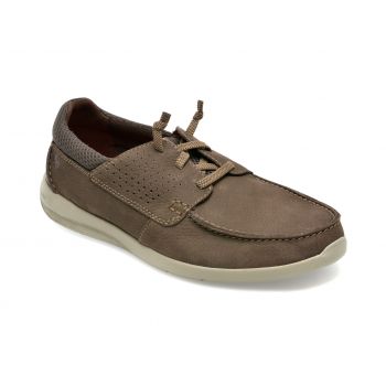 Pantofi CLARKS maro, GORWIN MOC 02-2, din nabuc