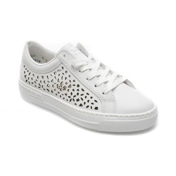 Pantofi RIEKER albi, L8831, din piele ecologica