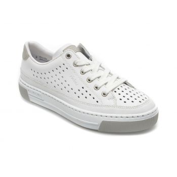 Pantofi RIEKER albi, L8849, din piele ecologica