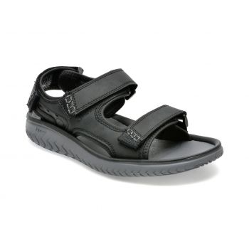 Sandale CLARKS negre, WESLEY BAY 01-S, din piele ecologica