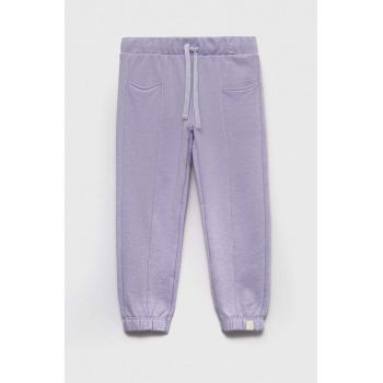 United Colors of Benetton pantaloni de trening culoarea violet, neted