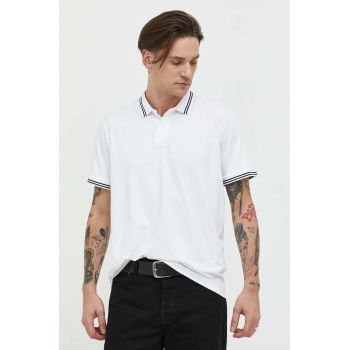 Abercrombie & Fitch tricou polo barbati, culoarea alb, neted de firma original