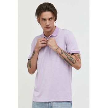 Abercrombie & Fitch tricou polo barbati, culoarea violet, melanj ieftin