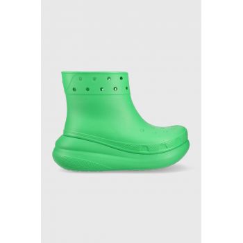 Crocs cizme Classic Crush Rain Boot femei, culoarea verde, 207946 207946.3E8-3E8 ieftine