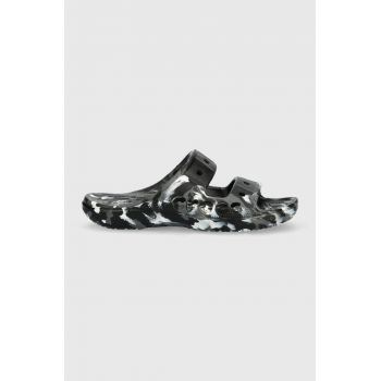Crocs papuci BAYA MARBLED SANDAL femei, culoarea negru, 208332