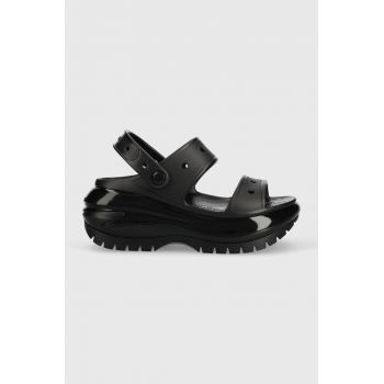 Crocs papuci Classic Mega Crush Sandal femei, culoarea negru, cu platformă 207989