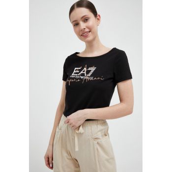 EA7 Emporio Armani tricou femei, culoarea negru