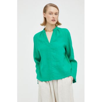 Marc O'Polo bluza din in culoarea verde, neted