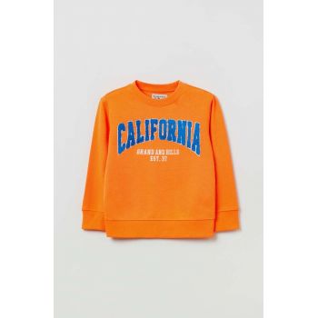 OVS bluza copii culoarea portocaliu, cu imprimeu