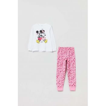 OVS pijamale de bumbac pentru copii culoarea alb, modelator
