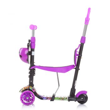 Trotineta Chipolino Kiddy Evo 3 in 1 cu maner purple graffiti de firma originala