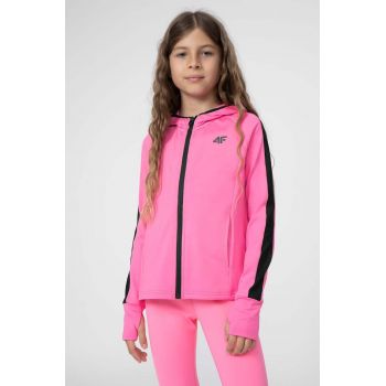 4F bluza copii F070 culoarea violet, cu glugă, cu imprimeu