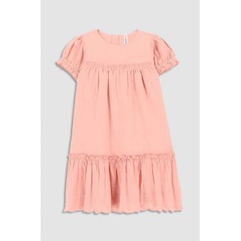 Coccodrillo rochie din bumbac pentru copii culoarea roz, mini, oversize