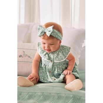 Mayoral Newborn rochie din bumbac pentru bebeluși culoarea turcoaz, mini, evazati ieftina