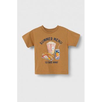 Mayoral tricou de bumbac pentru copii culoarea maro, cu imprimeu