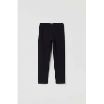 OVS leggins copii culoarea negru, neted