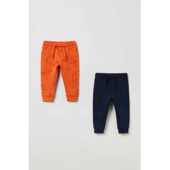 OVS pantaloni de trening din bumbac pentru copii culoarea portocaliu, modelator