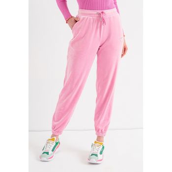 Pantaloni sport de catifea cu talie inalta