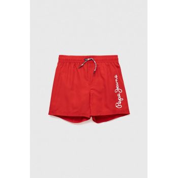 Pepe Jeans pantaloni scurti de baie copii culoarea rosu, cu imprimeu de firma originali
