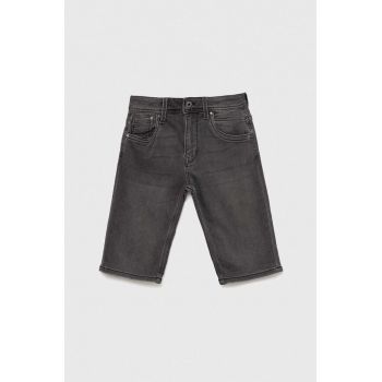 Pepe Jeans pantaloni scurti din denim pentru copii culoarea gri, talie reglabila de firma originali