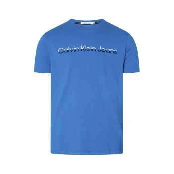 Tricou cu imprimeu logo si decolteu la baza gatului