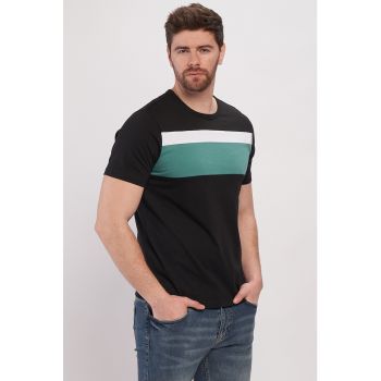 Tricou de bumbac cu decolteu la baza gatului