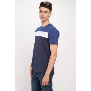 Tricou de bumbac cu model colorblock