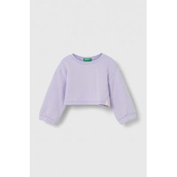 United Colors of Benetton bluza copii culoarea violet, neted