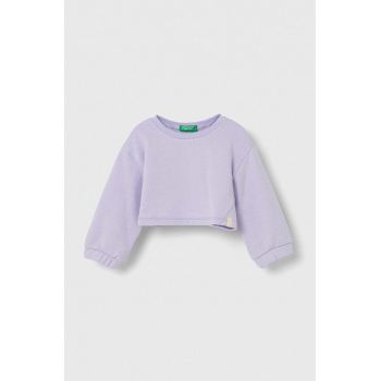 United Colors of Benetton bluza copii culoarea violet, neted ieftina