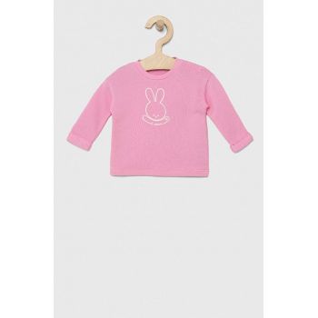 United Colors of Benetton longsleeve din bumbac pentru bebeluși culoarea roz ieftin