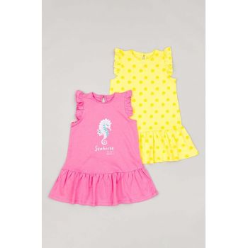 zippy rochie din bumbac pentru bebeluși 2-pack culoarea roz, mini, evazati ieftina