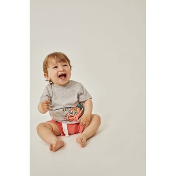 zippy tricou din bumbac pentru bebelusi culoarea gri, cu imprimeu