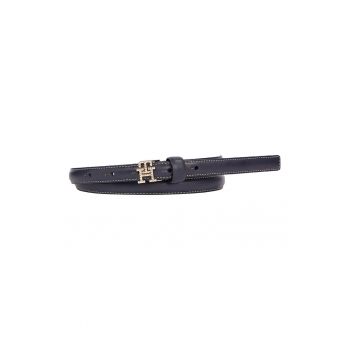 Curea skinny de piele cu catarama in forma de logo