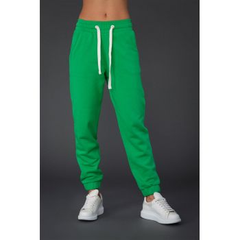 Pantaloni sport din amestec de bumbac cu talie inalta