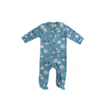 Pijama de bumbac organic cu botosei si fermoar